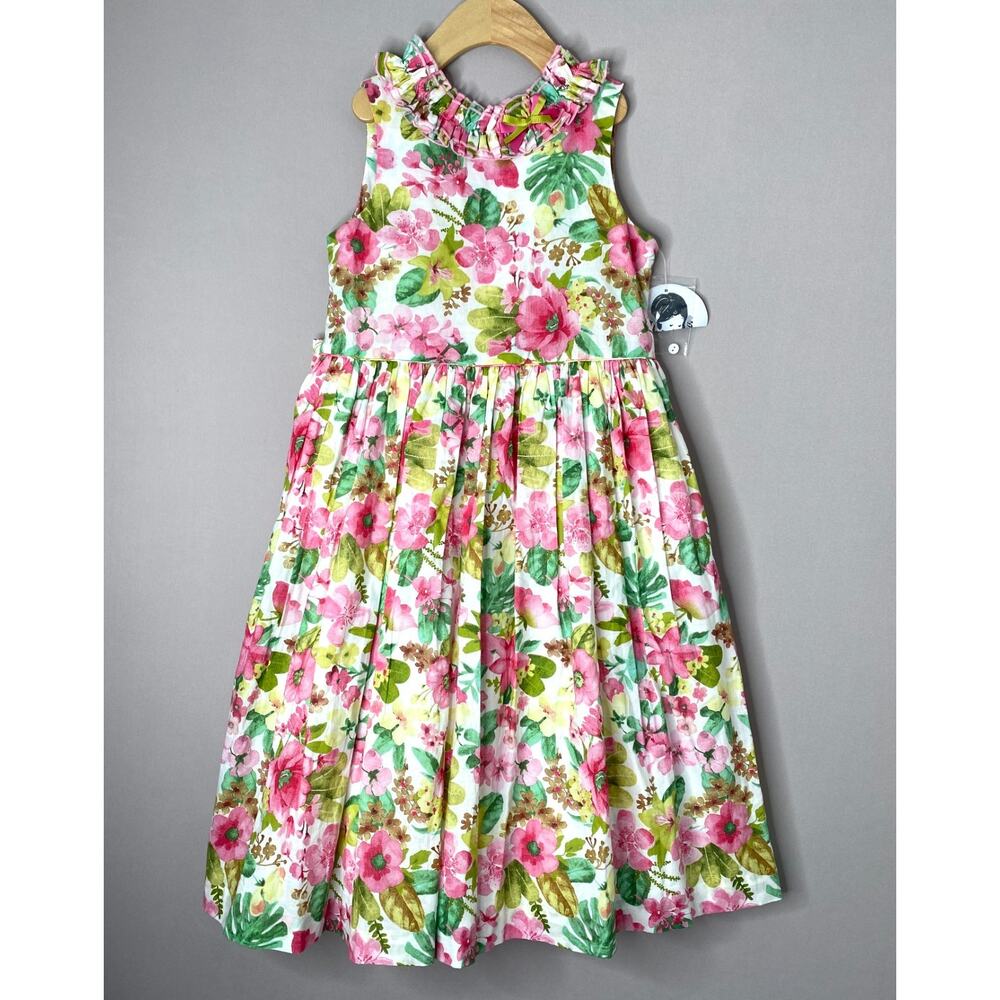 NWT Sarah Louise Pink/Green Floral Sleeveless Sash Dress Girls 8 Yrs/128 cm